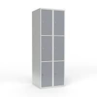 Skoleskab 2x300 Lige tag 3 rum i h&oslash;jden Gr&aring; st&aring;ld&oslash;r Greb for h&aelig;ngel&aring;s