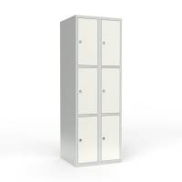 Skoleskab 2x300 Lige tag 3 rum i h&oslash;jden Hvid st&aring;ld&oslash;r Greb for h&aelig;ngel&aring;s