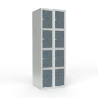 Skoleskab 2x300 Lige tag 4 rum i h&oslash;jden VirrVarr Black laminatd&oslash;r Greb for h&aelig;ngel&aring;s