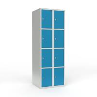 Skoleskab 2x300 Lige tag 4 rum i h&oslash;jden Lys bl&aring;  st&aring;ld&oslash;r Greb for h&aelig;ngel&aring;s