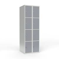 Skoleskab 2x300 Lige tag 4 rum i h&oslash;jden Gr&aring; st&aring;ld&oslash;r Greb for h&aelig;ngel&aring;s