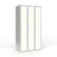 Skoleskab 3x300 Lige tag 1 rum i h&oslash;jden Hvid laminatd&oslash;r Cylinderl&aring;s