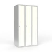 Skoleskab 3x300 Lige tag 1 rum i h&oslash;jden Hvid laminatd&oslash;r Greb for h&aelig;ngel&aring;s