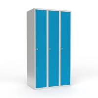 Skoleskab 3x300 Lige tag 1 rum i h&oslash;jden Lys bl&aring;  st&aring;ld&oslash;r Greb for h&aelig;ngel&aring;s