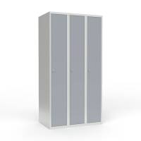 Skoleskab 3x300 Lige tag 1 rum i h&oslash;jden Gr&aring; st&aring;ld&oslash;r Greb for h&aelig;ngel&aring;s