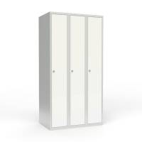 Skoleskab 3x300 Lige tag 1 rum i h&oslash;jden Hvid st&aring;ld&oslash;r Greb for h&aelig;ngel&aring;s