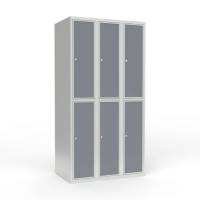 Skoleskab 3x300 Lige tag 2 rum i h&oslash;jden Lys gr&aring; laminatd&oslash;r Cylinderl&aring;s