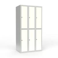 Skoleskab 3x300 Lige tag 2 rum i h&oslash;jden Hvid laminatd&oslash;r Greb for h&aelig;ngel&aring;s