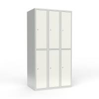 Skoleskab 3x300 Lige tag 2 rum i h&oslash;jden Hvid st&aring;ld&oslash;r Cylinderl&aring;s