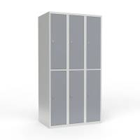 Skoleskab 3x300 Lige tag 2 rum i h&oslash;jden Gr&aring; st&aring;ld&oslash;r Greb for h&aelig;ngel&aring;s