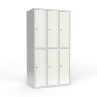 Skoleskab 3x300 Lige tag 2 rum i h&oslash;jden Hvid st&aring;ld&oslash;r Greb for h&aelig;ngel&aring;s