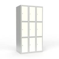 Skoleskab 3x300 Lige tag 3 rum i h&oslash;jden Hvid laminatd&oslash;r Cylinderl&aring;s