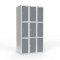 Skoleskab 3x300 Lige tag 3 rum i h&oslash;jden Lys gr&aring; laminatd&oslash;r Cylinderl&aring;s