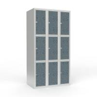 Skoleskab 3x300 Lige tag 3 rum i h&oslash;jden VirrVarr Black laminatd&oslash;r Greb for h&aelig;ngel&aring;s