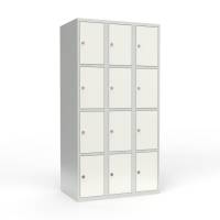 Skoleskab 3x300 Lige tag 4 rum i h&oslash;jden Hvid st&aring;ld&oslash;r Greb for h&aelig;ngel&aring;s