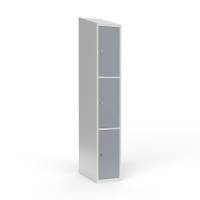 Skoleskab 1x300 Skr&aring;t tag 3 rum i h&oslash;jden Gr&aring; st&aring;ld&oslash;r Greb for h&aelig;ngel&aring;s