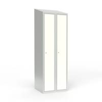 Skoleskab 2x300 Skr&aring;t tag 1 rum i h&oslash;jden Hvid laminatd&oslash;r Cylinderl&aring;s