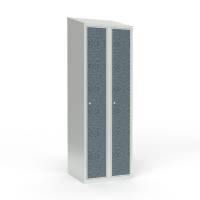 Skoleskab 2x300 Skr&aring;t tag 1 rum i h&oslash;jden VirrVarr Black laminatd&oslash;r Cylinderl&aring;s