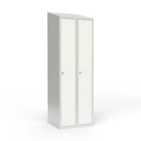 Skoleskab 2x300 Skr&aring;t tag 1 rum i h&oslash;jden Hvid st&aring;ld&oslash;r Greb for h&aelig;ngel&aring;s