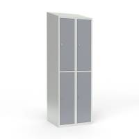 Skoleskab 2x300 Skr&aring;t tag 2 rum i h&oslash;jden Gr&aring; st&aring;ld&oslash;r Greb for h&aelig;ngel&aring;s