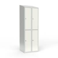 Skoleskab 2x300 Skr&aring;t tag 2 rum i h&oslash;jden Hvid st&aring;ld&oslash;r Greb for h&aelig;ngel&aring;s