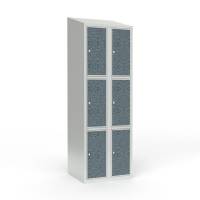 Skoleskab 2x300 Skr&aring;t tag 3 rum i h&oslash;jden VirrVarr Black laminatd&oslash;r Cylinderl&aring;s