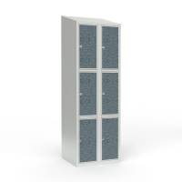 Skoleskab 2x300 Skr&aring;t tag 3 rum i h&oslash;jden VirrVarr Black laminatd&oslash;r Greb for h&aelig;ngel&aring;s