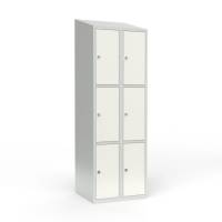 Skoleskab 2x300 Skr&aring;t tag 3 rum i h&oslash;jden Hvid st&aring;ld&oslash;r Greb for h&aelig;ngel&aring;s