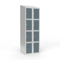 Skoleskab 2x300 Skr&aring;t tag 4 rum i h&oslash;jden VirrVarr Black laminatd&oslash;r Greb for h&aelig;ngel&aring;s