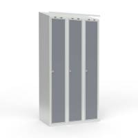 Skoleskab 3x300 Skr&aring;t tag 1 rum i h&oslash;jden Lys gr&aring; laminatd&oslash;r Greb for h&aelig;ngel&aring;s