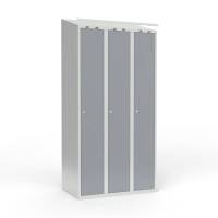 Skoleskab 3x300 Skr&aring;t tag 1 rum i h&oslash;jden Gr&aring; st&aring;ld&oslash;r Cylinderl&aring;s