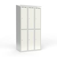 Skoleskab 3x300 Skr&aring;t tag 2 rum i h&oslash;jden Hvid st&aring;ld&oslash;r Cylinderl&aring;s