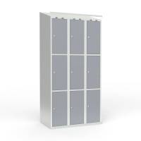 Skoleskab 3x300 Skr&aring;t tag 3 rum i h&oslash;jden Gr&aring; st&aring;ld&oslash;r Cylinderl&aring;s