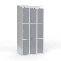 Skoleskab 3x300 Skr&aring;t tag 3 rum i h&oslash;jden Gr&aring; st&aring;ld&oslash;r Greb for h&aelig;ngel&aring;s