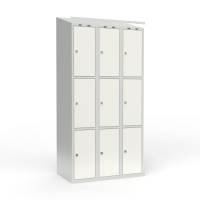 Skoleskab 3x300 Skr&aring;t tag 3 rum i h&oslash;jden Hvid st&aring;ld&oslash;r Greb for h&aelig;ngel&aring;s