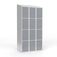 Skoleskab 3x300 Skr&aring;t tag 4 rum i h&oslash;jden Gr&aring; st&aring;ld&oslash;r Greb for h&aelig;ngel&aring;s