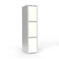 Skoleskab 1x400 Lige tag 3 rum i højden Hvid laminatdør Cylinderlås