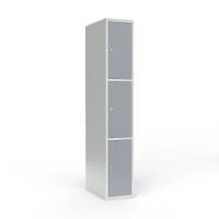 Skoleskab 1x400 Lige tag 3 rum i h&oslash;jden Gr&aring; st&aring;ld&oslash;r Cylinderl&aring;s