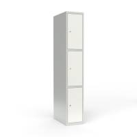 Skoleskab 1x400 Lige tag 3 rum i h&oslash;jden Hvid st&aring;ld&oslash;r Cylinderl&aring;s