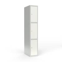 Skoleskab 1x400 Lige tag 3 rum i h&oslash;jden Hvid st&aring;ld&oslash;r Cylinderl&aring;s