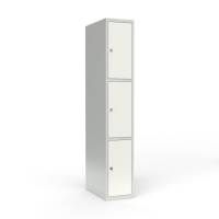 Skoleskab 1x400 Lige tag 3 rum i h&oslash;jden Hvid st&aring;ld&oslash;r Greb for h&aelig;ngel&aring;s