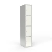 Skoleskab 1x400 Lige tag 4 rum i h&oslash;jden Hvid st&aring;ld&oslash;r Cylinderl&aring;s