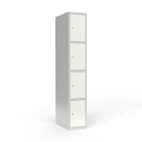 Skoleskab 1x400 Lige tag 4 rum i h&oslash;jden Hvid st&aring;ld&oslash;r Cylinderl&aring;s