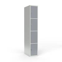 Skoleskab 1x400 Lige tag 4 rum i h&oslash;jden Gr&aring; st&aring;ld&oslash;r Greb for h&aelig;ngel&aring;s