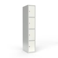 Skoleskab 1x400 Lige tag 4 rum i h&oslash;jden Hvid st&aring;ld&oslash;r Greb for h&aelig;ngel&aring;s