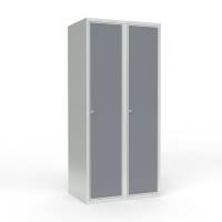 Skoleskab 2x400 Lige tag 1 rum i h&oslash;jden Lys gr&aring; laminatd&oslash;r Greb for h&aelig;ngel&aring;s