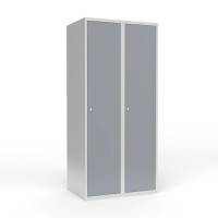 Skoleskab 2x400 Lige tag 1 rum i h&oslash;jden Gr&aring; st&aring;ld&oslash;r Cylinderl&aring;s