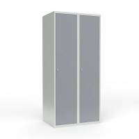 Skoleskab 2x400 Lige tag 1 rum i h&oslash;jden Gr&aring; st&aring;ld&oslash;r Greb for h&aelig;ngel&aring;s