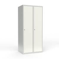 Skoleskab 2x400 Lige tag 1 rum i h&oslash;jden Hvid st&aring;ld&oslash;r Greb for h&aelig;ngel&aring;s