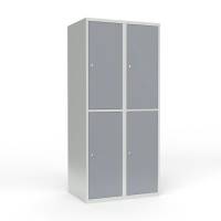 Skoleskab 2x400 Lige tag 2 rum i h&oslash;jden Gr&aring; st&aring;ld&oslash;r Cylinderl&aring;s